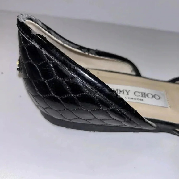 Jimmy Choo Black Leather Flats Size 40 - Picture 8 of 16